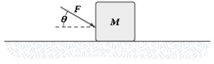 <strong>A block is pushed across a horizontal surface by the force shown.If the coefficient of kinetic friction between the block and the surface is 0.30,F = 20 N,θ = 30°,and M = 3.0 kg,what is the magnitude of the acceleration of the block? </strong> A)2.8 m/s<sup>2</sup> B)2.3 m/s<sup>2</sup> C)1.8 m/s<sup>2</sup> D)3.3 m/s<sup>2</sup> E)5.4 m/s<sup>2</sup>