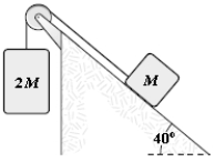 <strong>In the figure shown,the coefficient of kinetic friction between the block and the incline is 0.40.What is the magnitude of the acceleration of the suspended block as it falls? Disregard any pulley mass or friction in the pulley. </strong> A)3.4 m/s<sup>2</sup> B)3.7 m/s<sup>2</sup> C)4.2 m/s<sup>2</sup> D)3.9 m/s<sup>2</sup> E)5.4 m/s<sup>2</sup>