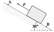 <strong>A 2.0-kg block slides down a frictionless incline from point A to point B.A force (magnitude P = 3.0 N)acts on the block between A and B,as shown.Points A and B are 2.0 m apart.If the kinetic energy of the block at A is 10 J,what is the kinetic energy of the block at B? </strong> A)27 J B)20 J C)24 J D)17 J E)37 J