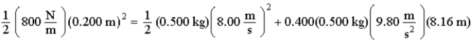 <strong>A spring with spring constant 800 N/m compressed 0.200 m is released and projects a 0.800 kg mass along a frictionless surface.The mass reaches a surface area where μ<sub>k</sub> = 0.400 and comes to a stop.The following student solution contains at least one error.What is the error? </strong> A)The elastic potential energy is equal only to the kinetic energy on the right,and is never equal to the internal thermal energy. B)The elastic potential energy is equal only to the internal thermal energy on the right,and is never equal to the kinetic energy. C)The elastic potential energy is equal to either the kinetic energy or the internal thermal energy on the right,but not to their sum,depending on the part of the problem being done. D)Elastic potential energy cannot end up as internal energy change caused by friction. E)Change in mechanical energy by friction cannot end up as elastic potential energy.