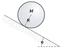 <strong>A solid cylinder rolls without slipping down an incline as shown in the figure.The linear acceleration of its center of mass is </strong> A)(5/7)g sin θ B)(1/2)g sin θ C)(2/3)g sin θ D)(3/5)g sin θ E)(4/5)g sin θ