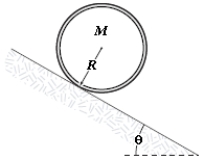 <strong>A cylindrical shell rolls without slipping down an incline as shown in the figure.The linear acceleration of its center of mass is </strong> A)(5/7)g sin θ B)(1/2)g sin θ C)(3/5)g sin θ D)(2/3)g sin θ E)(4/5)g sin θ