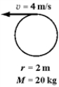 <strong>The diagram below shows five cylinders,each cylinder rotating with constant angular velocity about its central axis.The magnitude of the tangential speed of one point of each cylinder is shown,along with each cylinder's radius and mass.Which cylinder has the largest angular momentum?</strong> A) B) C) D) E)