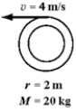 <strong>The diagram below shows five thin cylindrical shells,each shell rotating with constant angular velocity about its central axis.The magnitude of the tangential speed of one point of each cylinder is shown,along with each cylinder's radius and mass.Which cylindrical shell has the largest angular momentum?</strong> A) B) C) D) E)