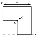 <strong>Exhibit 12-1 A square of side is removed from one corner of a square sandwich that has sides of length L.The center of mass of the remainder of the sandwich moves from C to C'. Use this exhibit to answer the following question(s). Refer to Exhibit 12-1.The distance from C to C' is</strong> A) . B) . C) . D) . E) .