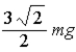 <strong>A mobile is made of identical objects of mass m suspended so that the lowest row has one object,the row above two objects,and the row above three objects.All the strings are at 45° angles.What is the average tension in the strings connecting the highest row to the ceiling? </strong> A) B) C)mg D) E)