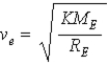 <strong>Suppose the gravitational force of the Earth on a body was )What escape velocity v<sub>e</sub> would a body need to escape the gravitational field of the Earth?</strong> A) . B) . C) . D) . E) .