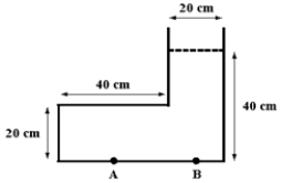 <strong>The figure below shows a container filled with water to the height shown.When we compare the pressure at A to the pressure at B,we find that </strong> A) . B) . C)p<sub>A</sub> = p<sub>B</sub>. D)p<sub>A</sub> = 2p<sub>B</sub>. E)p<sub>A</sub> = 4p<sub>B</sub>.