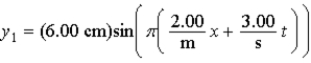 <strong>Two harmonic waves are described by What is the magnitude of the displacement (in cm)of this wave at x = 3 cm and t = 5 sec?</strong> A)12.0 B)3.00 C)6.00 D)2.25 E)0