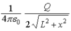 <strong>Charge Q is uniformly distributed over a line segment of length 2L,as shown below.When the x-coordinate of point P is x,the magnitude of the y-component of the electric field at point P is </strong> A)0. B) . C) . D) . E) .