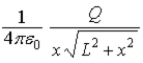 <strong>Charge Q is uniformly distributed over a line segment of length 2L,as shown below.When the x-coordinate of point P is x,the magnitude of the y-component of the electric field at point P is </strong> A)0. B) . C) . D) . E) .