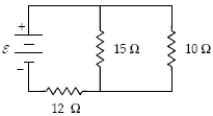 <strong>How much heat is produced in the 10-Ω resistor in 5.0 s when ε = 18 V? </strong> A)72 J B)32 J C)50 J D)18 J E)90 J