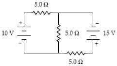 <strong>Determine the current in the 10-V emf. </strong> A)2.3 A B)2.7 A C)1.3 A D)0.30 A E)2.5 A