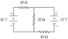 <strong>What is the magnitude of the current in the 20-Ω resistor? </strong> A)0.75 A B)0.00 A C)0.25 A D)0.50 A E)1.00 A