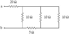 <strong>What is the equivalent resistance between points a and b? </strong> A)14 Ω B)8.0 Ω C)6.0 Ω D)25 Ω E)40 Ω