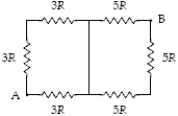 <strong>What is the equivalent resistance between points A and B in the figure when R = 18 Ω? </strong> A)48 Ω B)64 Ω C)80 Ω D)96 Ω E)110 Ω