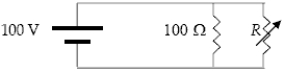 <strong>A parallel circuit consists of a 100 V DC power source,a 100 Ω resistor,and a variable resistor of resistance R,which varies from 0 to 100 Ω.The current in the circuit is </strong> A)directly proportional to R. B)inversely proportional to R. C)directly proportional to (100 Ω + R). D)inversely proportional to (100 Ω + R). E)neither directly nor inversely proportional to R or to (100 Ω + R).