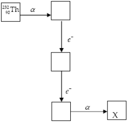 <strong>The chart below shows part of the radioactive series beginning with the isotope )The isotope marked with an X is </strong> A) . B) . C) . D) . E) .