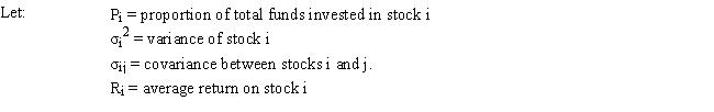 <strong>An investor is developing a portfolio of stocks. She has identified 3 stocks in which to invest. She wants to earn at least 5% return but with minimum risk. What is the objective function for the NLP formulation of this problem?</strong> A) B) C) D)