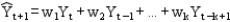 <strong>The correct formula for the weighted moving average extrapolation technique with different weights is</strong> A) B) C) D)