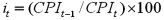 <strong>Which of the following correctly identifies the expression for calculating the inflation rate for period t,based on the CPI?</strong> A) B) C) D)