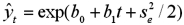 When the exponential trend model is used to make forecasts,it is preferable to round the estimates b<sub>0</sub>,b<sub>1</sub> and s<sub>e</sub> in the equation .