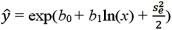 <strong>For the logarithmic model y = β<sub>0</sub> + β<sub>1</sub>ln(x)+ ε,the predicted value of y is computed by:</strong> A) B) C) D)