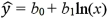 <strong>For the logarithmic model y = β<sub>0</sub> + β<sub>1</sub>ln(x)+ ε,the predicted value of y is computed by:</strong> A) B) C) D)