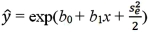 <strong>For the logarithmic model y = β<sub>0</sub> + β<sub>1</sub>ln(x)+ ε,the predicted value of y is computed by:</strong> A) B) C) D)
