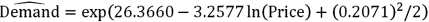 <strong>Exhibit 16.5.The following data shows the demand for an airline ticket dependent on the price of this ticket. For the assumed cubic and log-log regression models,Demand = β<sub>0</sub> + β<sub>1</sub>Price + β<sub>2</sub>Price<sup>2</sup> + β<sub>3</sub>Price<sup>3</sup> + ε and ln(Demand)= β<sub>0</sub> + β<sub>1</sub>ln(Price)+ ε,the following regression results are available: Refer to Exhibit 16.5.Assuming that the sample correlation coefficient between Demand and is 0.956,what is the predicted demand for a price of $250 found by the model with better fit?</strong> A)4447.88 B)3914.38 C)4029.38 D)5137.60