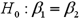 <strong>Exhibit 15-5.The accompanying table shows the regression results when estimating . Refer to Exhibit 15-5.When testing whether or not x<sub>1</sub> and x<sub>2</sub> are jointly significant,the null hypothesis is</strong> A) B) C) D)