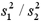 The value of the test statistic to test the ratio of two population variances is .