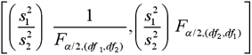 <strong>Which of the following is the formula for a confidence interval for the ratio of the population variances ?</strong> A) B) C) D)