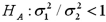 Use the p-value approach to conduct the following left-tailed hypothesis test at the 10% significance level.Assume that the two populations are normally distributed.     Sample 1:   = 15.7,   = 0.77,and n<sub>1</sub> = 11 Sample 2:   = 19.2,   = 0.82,and n<sub>2</sub> = 13 [Hint: You may want to first convert the above left-tailed test into a right-tailed test by switching the two variances.] 