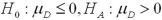 <strong>Which of the following set of hypotheses are used to test if the mean of the first population is smaller than the mean of the second population,using matched-paired sampling?</strong> A) B) C) D)