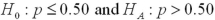 <strong>It is generally believed that no more than 0.50 of all babies in a town in Texas are born out of wedlock.A politician claims that the proportion of babies that are born out of wedlock is increasing.Identify the correct null and alternative hypotheses to test the politician's claim.</strong> A) B) C) D)