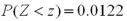 Find the value of z for which the standard normal random variable Z satisfies the following: A) b. c. d.
