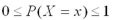 <strong>What are the two key properties of a discrete probability distribution?</strong> A) and B) and C) and D)