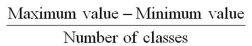 To approximate the width of a class in the creation of a bar chart,we may use this formula: .
