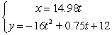 <strong>Find parametric equations for the path of a projectile launched from height ft with initial speed ft/s at angle from the horizontal.</strong> A) B) C) D)