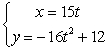 <strong>Find parametric equations for the path of a projectile launched from height ft with initial speed ft/s at angle from the horizontal.</strong> A) B) C) D)