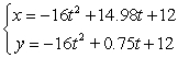 <strong>Find parametric equations for the path of a projectile launched from height ft with initial speed ft/s at angle from the horizontal.</strong> A) B) C) D)