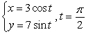 <strong>Parametric equations for the position of an object are given. Find the object's velocity and speed at the given time. </strong> A) horizontal component of velocity: 0 Vertical component of velocity: 7 Speed: 7 B) horizontal component of velocity: -3 Vertical component of velocity: 0 Speed: 3 C) horizontal component of velocity: 3 Vertical component of velocity: 0 Speed: -3 D) horizontal component of velocity: Vertical component of velocity: Speed: