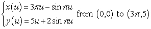 <strong>The time required for a skier, initially at rest, to ski from point A to point B on an inclined plane (where B is not directly downhill from A) 6.6855k</strong> A) is given by: . In the equation above, a is the value of the parameter u at point A, b is the value of u at point B, and k is a constant. The expressions x(u) and y(u) represent parametrically the trajectory taken by the skier. The straight downhill direction is assumed to be in the direction of increasing values of y. Find the time required to complete the trip if the skier chooses the following trajectory: . B) 2.5546k C) 11.7447k D) 7.8653k