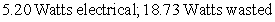 <strong>An electrical power supply, such as a battery, generates an electrical potential (voltage, V) which varies depending on how much current (i) it is delivering. The integral represents the total power (energy per unit time) being given off by the battery when it is producing a current I. The useful electrical power, however, is just the product . The difference between the total and the electrical power represents power that is wasted (and that accumulates as heat). Consider a hypothetical battery with a voltage vs. current curve described by the equation . If the battery is producing a current of 4 amperes, how much electrical power is being produced, and how much power is being wasted?</strong> A) B) C) D)