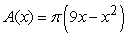 <strong>Find the volume of the solid with cross-sectional area extending over the range .</strong> A) B) C) D)
