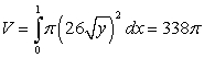 <strong>Use the best method available to find the volume of the solid formed by revolving the region bounded by and about the x-axis. Write the integral that is used to find the volume.</strong> A) B) C) D)