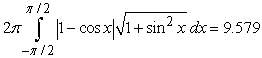 <strong>Identify the integral used to determine the surface area of the surface of revolution for the shape described by , , revolved about the x-axis.</strong> A) B) C) D)