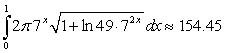<strong>Set up the integral for the surface area of the surface of revolution and approximate the integral with a numerical method. Round answers to two decimal places. revolved about the x-axis</strong> A) B) C) D)