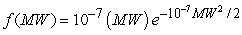 A given sample of a particular polymer will have molecules with a range of molecular weights, MW. If the molecular weight pdf is , what fraction of the molecules will have a molecular weight greater than 10,000?